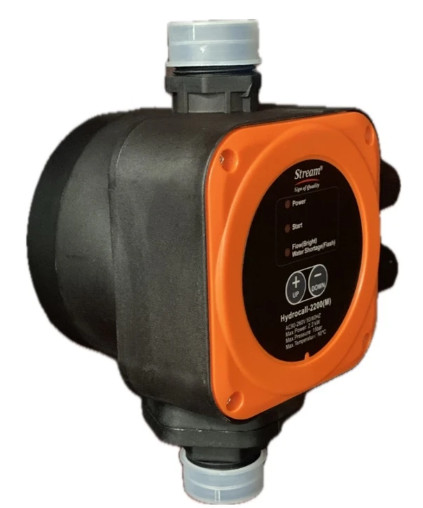 ست کنترل دیجیتال استریم مدل Hydrocall 2200(M) با ولتاژ 220 ولت، درجه حفاظت IP65، حداکثر فشار 15 بار، مناسب پمپ نیم تا 3 اسب بخار، دارای پوسته پلی‌پروپیلن و قطر لوله 1 اینچ